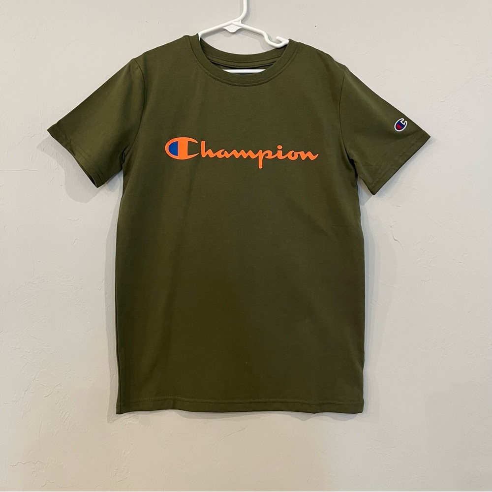 Champion Olive Green Youth Boy Short Sleeve T-Shirt Size M